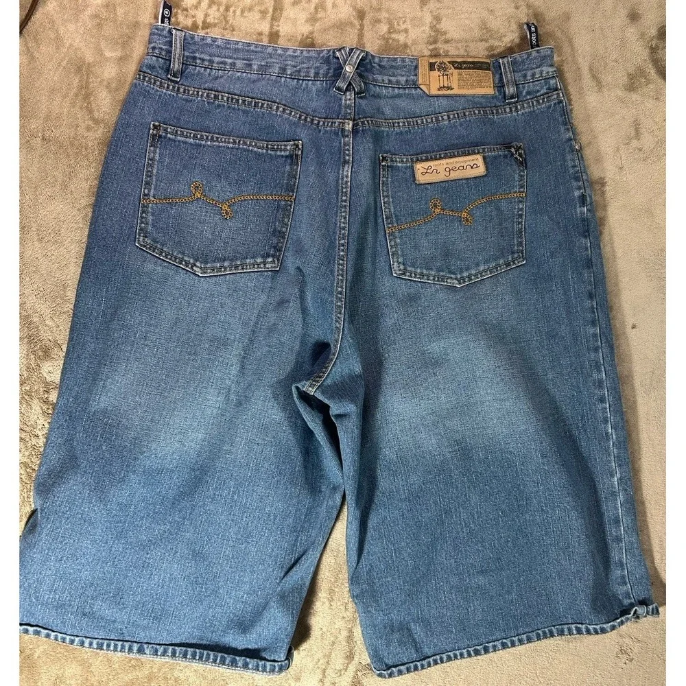 LRG Jeans Mens Measured 46x34 Baggy Wide Leg Blue Denim Streetwear Y2K
